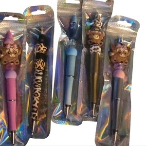 Cute HIGHLAND COW BUNDLE Topper Gel Pens - Pink, Blue, Black, Purple